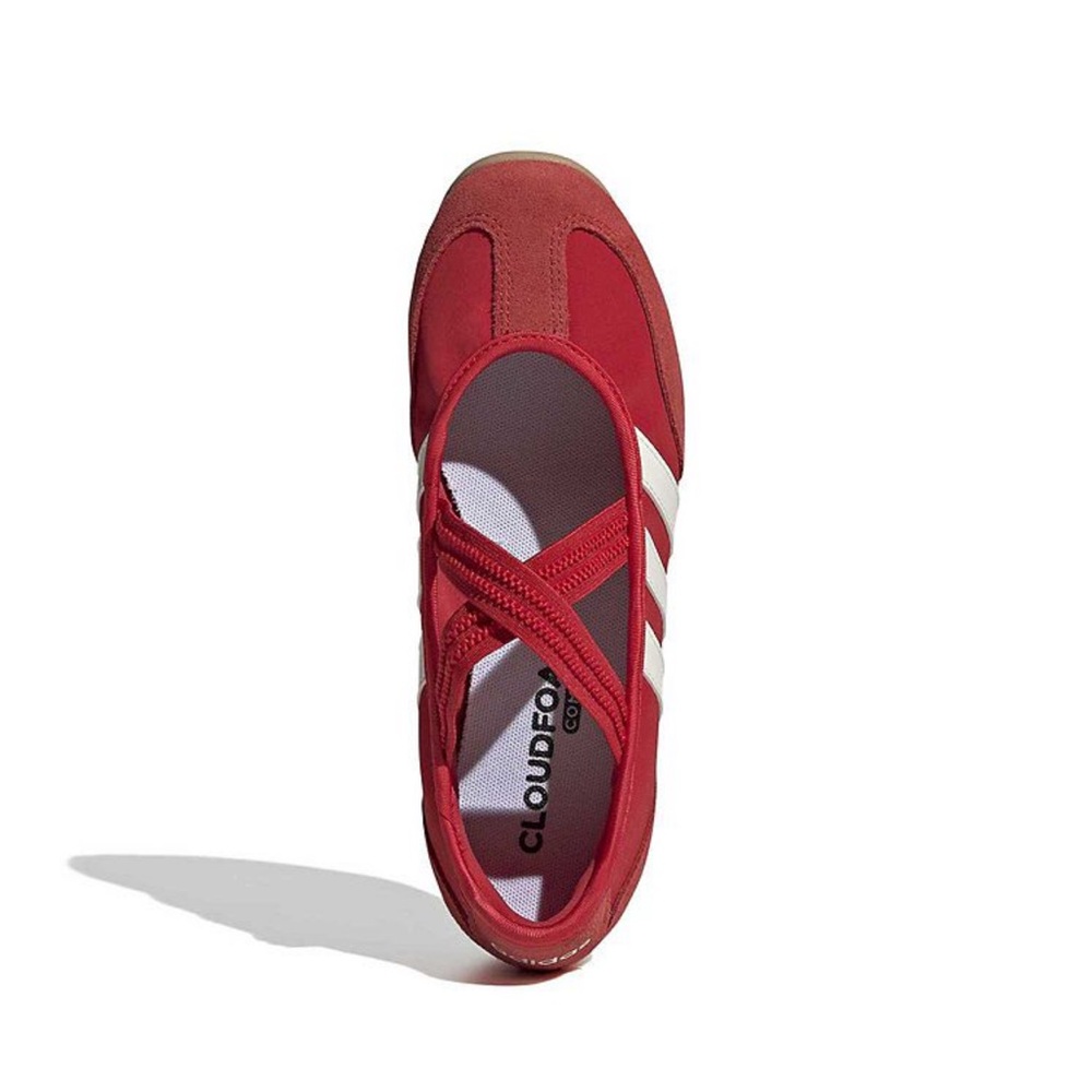Adidas Women's Red Sneakers with White Stripes